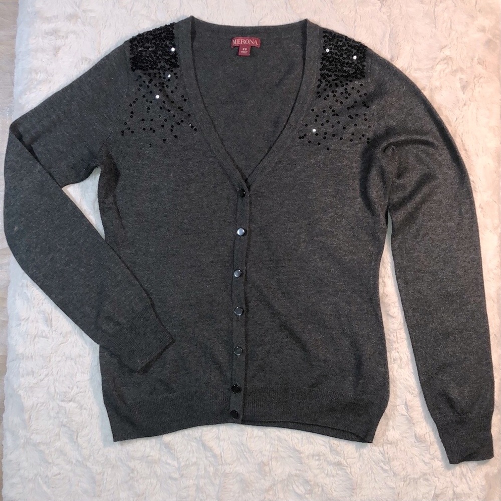 Gray Cardigan with sequins